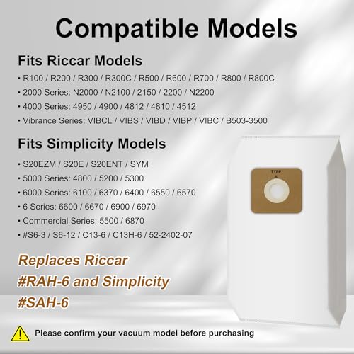 5 Pack Type A HEPA Vacuum Bags for Riccar Most Vibrance, 2000/4000 photo 9