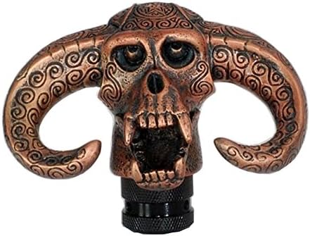 Eternalpower Horn Devil Primitive Tribe Skull Stick Gear Shift Knob Lever Cover Universal for Automatic Manual Shifter Knob Car Truck (Copper GoLd)