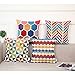 WOMHOPE 4 Pack Colorful Geometric Throw Pillow Covers Pillow Cases Cushion Cases Decorative Burlap Toss Throw Pillow Covers 18 x 18 Inch for Living Room,Couch and Bed (C (Set of 4))