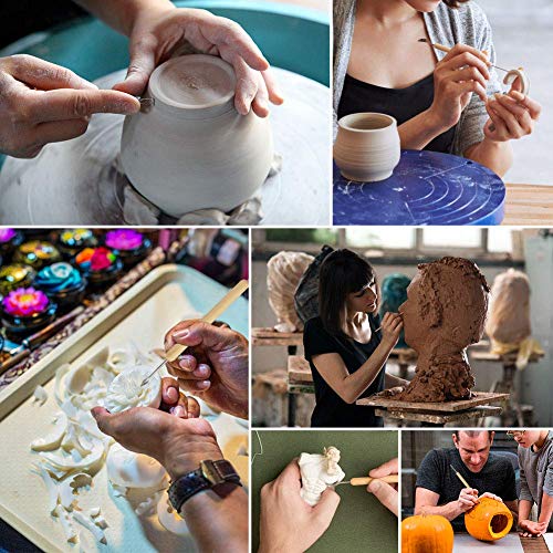 INTSUN 30 Pack Pottery Clay Sculpting Tools Ceramic Clay Tools Set Made of Durable Wood & Stainless Steel with Rolled-up Canvas Pouch for Polymer Clay Pottery Ceramic Art Craft