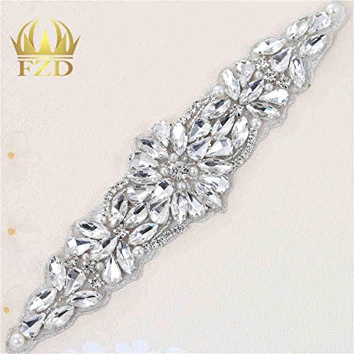 Best Quality - 1 pc Rhinestone Applique - Piece) Sew On Strass Applique Rhinestone for Wedding Belt Pearl Patch Crystals Iron On Glass for Bridal Headband Trim - by Osaro Shop - 1 PCs