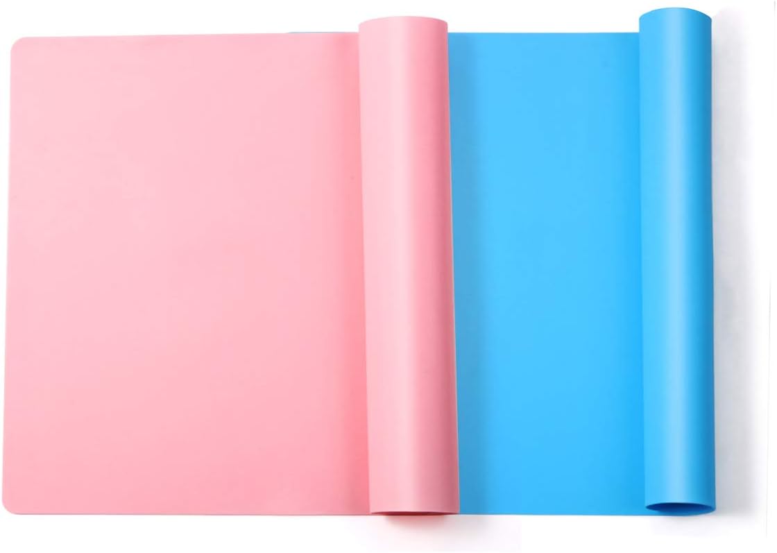 2 Pack Large Silicone Sheets for Crafts, Resin Jewelry Casting Mold Mats, Food Grade Silicone Placemat, Premium Multipurpose Mat, Nonstick Nonslip Heatproof Durable, 15.7