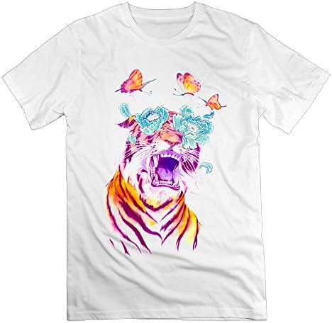 Vintage T Shirts Male Tiger With Butterfly Leisure Shirts