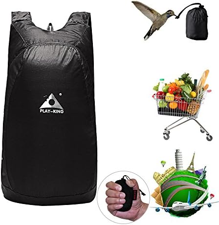 Wellish Ultra Lightweight Collapsible Packable Backpack Travel Hiking Daypack for Everyday Life Camping Outdoor Sports Black