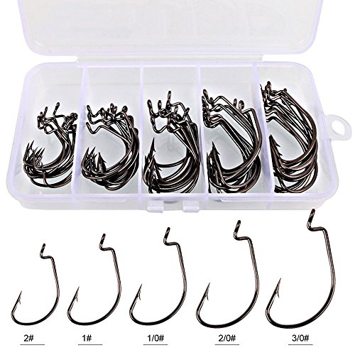 VIPMOON Fishing Hooks High Carbon Steel Worm Senko Bait Jig Fish Hooks with Plastic Box