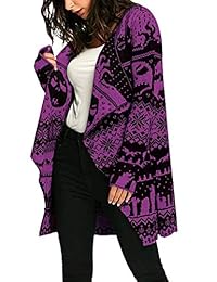 Rosa Reina de las mujeres Navidad punto abierto frontal manga larga Cardigan