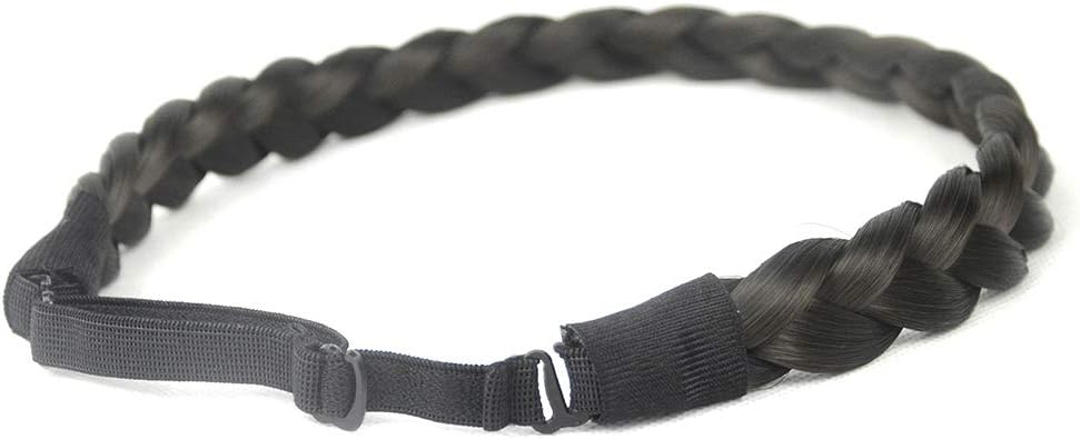 BOBIYA 3 Strands Synthetic Hair Braided Headband Classic Chunky Wide Plaited Braids Elastic Stretch Hairpiece for Women Girl (Dark Brown) - Image 5