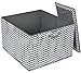 Sorbus Square Toy Chest with Flip-Top Lid, Kids Collapsible Storage for Nursery, Playroom, Closet, Home Organization, Large (Square Chest - Gray/White Chevron)