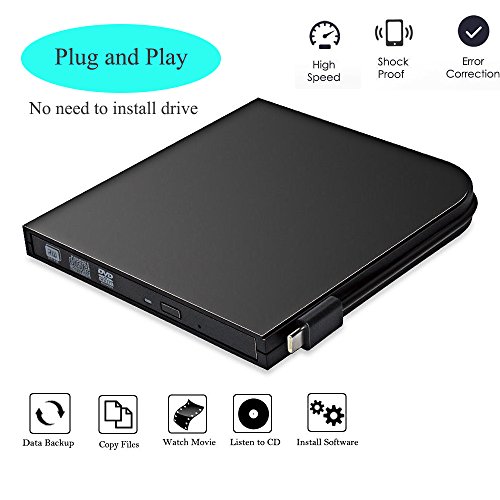 Slim External Type-C DVD RW, USB External DVD Burner with Type C & Type A Port, Portable Optical Drive CD DVD Writer/Rewriter/Player for Windows XP/2003/Vista/Wins7/8/10 Linux Mac 10 OS