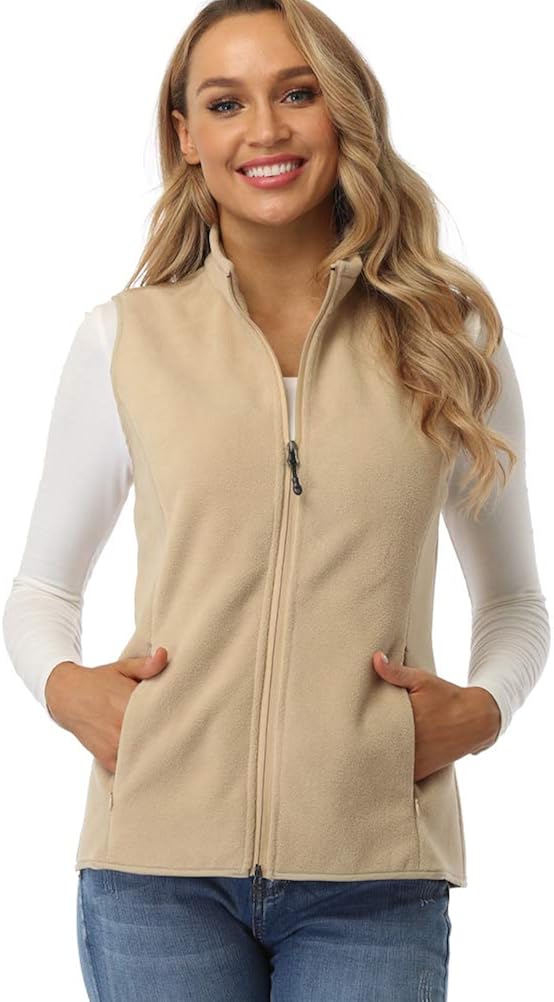 fuinloth Women's Fleece Vest, Polar Soft Sleeveless Classic Fit with Zip up Pockets at  Women's Coats Shop