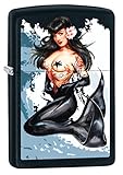 Zippo Custom Lighter: Bettie Page by Olivia, Pearl Dive - Black Matte 78918