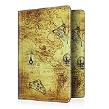 Fintie Passport Holder Travel Wallet - Premium Vegan Leather RFID Blocking Case Cover - Securely Holds Passport, Business Cards, Credit Cards, Boarding Passes, Map Design