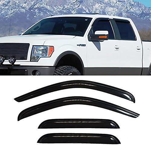 Mgpro New Sun/Rain Guard Vent Shade Window Visors For 2002-2011 Ford Ranger XL Crew Cab Pickup 2005-2011 Ford Ranger XLT Crew Cab Pickup 2006-2010 Ford Ranger Limited Crew Cab Pickup