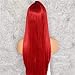 SAPPHIREWIGS Red Color Silky Soft Straight Type Heat Resistant Hair Hand Tied Cosplay Women Masquerade Makeup Party Synthetic Lace Front Daily Wigs