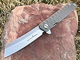 TG Saint, Tc4 Titanium EDC Folding Knife w/Sheath! Ball Bearing System, Sharp CPM-D2 Steel Blade, Straight Razor!