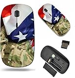 MSD Wireless Mouse Travel 2.4G Wireless Mice with USB Receiver, Noiseless and Silent Click with 1000 DPI for notebook, pc, laptop, computer, mac book design 32673641 US flag with camouflage cap combat