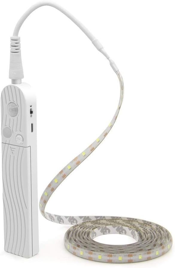 LED Under Cabinet Lighting Motion Sensor, CFGROW 3.28FT Four Modes Bed Stairs Wardrobe Lamp Tape, Waterproof 5V USB LED Closet Night Strip Light(Cold White, 1M x 4Packs)