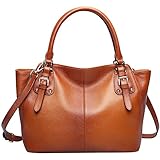 S-ZONE Women's Vintage Genuine Leather Shoulder Bag Handbag Crossbody Bag Ladies Purse Large Capacity