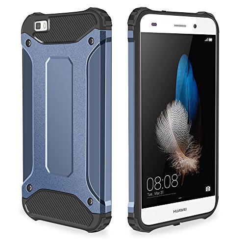 Huawei P8 Lite Case, Nova Lite Case, Jiunai Heavy Duty Protective Hard Cover Shell Armor + Soft TPU Dual Layer Shockproof Case for Huawei P8 Lite 2017, Nova Lite Navy Blue