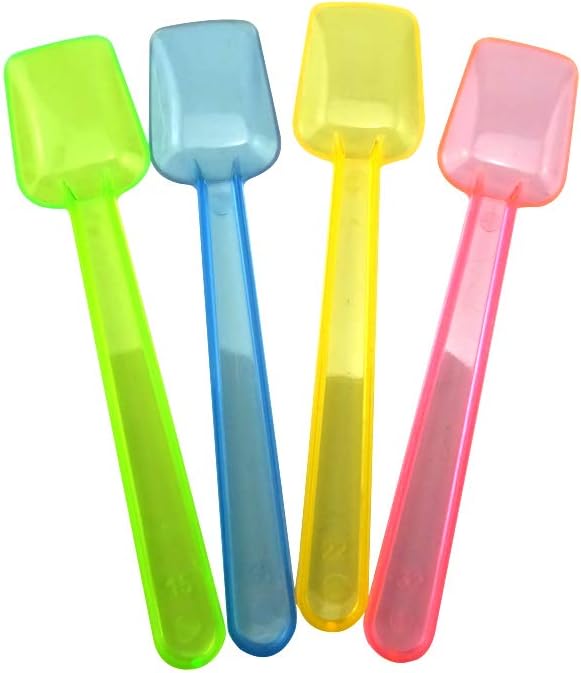 Honbay 100PCS Assorted Transparent 3.5 Inch Mini Plastic Shovel Spoons