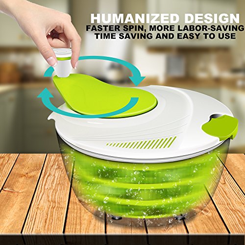 Salad Spinner, ANKO BPA Free Certified 4.2 Quart Capacity Vegetable Dryer Strainer with Vegetable Scissors, Ease for Tastier Salads and Faster Food Prep (1 PACK)