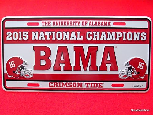 2015 Alabama NATIONAL FOOTBALL CHAMPIONS Car Tag SIGN Crimson Tide BAMA NCCA