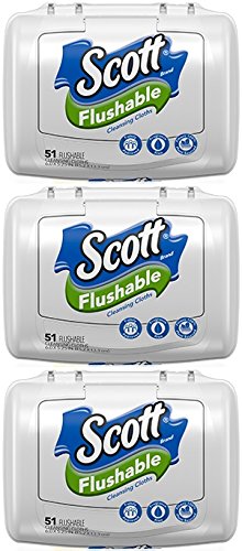 Scott flushable cleansing cloths, 51ct (pack of 3)
