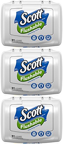 Scott Flushable Cleansing Cloths, 51ct (Pack of 3)