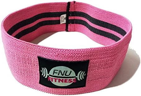 FNU Hip Resistance Circle Loop Grippy Non Slip Bands - Excellent For Exercise, Warm Up And Weight Training - Soft Fabric Circle- Size Medium-13” For Extra Resistance, Pink Colour Bootybuilder