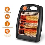 Portable Radiant Heater – Infrared Radiant Heater Quartz Infrared Heater with 2 Heat Settings, Quiet and Light Radiant Space Heater without Fan, Warm up Immediately, Overheat & Tip-Over Protection