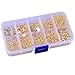 In A Box(1030pcs/box) Kit With Gold Plated Jump Rings 4mm 5mm 6mm 8mm 780 Pcs and Lobster Clasps 12mm 60 Pcs and Ribbon Clamp Crimps with Loop 6mm 8mm 10mm 60 Pcs and 130 Pcs Alloy Drop End