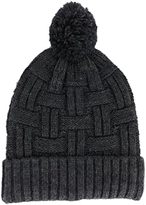 TINKUY PERU 100% Alpaca Unisex Hand Knitting Ski Fold Hat Pom Pom Gray Beanie