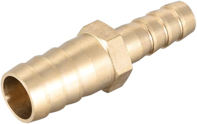 sourcing map Straight Brass Barb Fitting Reducer, Fit Hose ID 12mm to 8mm, Gold, 12mm x 8mm
