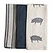 Kitchen Dish Towel by F.E.D, Extra Large Tea Towel in 3 Colours, 100% Professional Cotton, Machine Washable Fabric (Set/Pack of 3) (Navy Pig)
