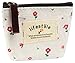 niceEshop(TM) Portable Canvas Red Flower Coin Purse Pouch Bag Key Case,beige