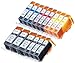 15 Pack Compatible Canon CLI-226 , PGI-225 3 Small Black, 3 Cyan, 3 Magenta, 3 Yellow, 3 Big Black for use with Canon PIXMA iP4820, PIXMA iP4920, PIXMA iX6520, PIXMA MG5120, PIXMA MG5220, PIXMA MG5320, PIXMA MG6120, PIXMA MG6220, PIXMA MG8120, PIXMA MG8120B, PIXMA MG8220, PIXMA MX712, PIXMA MX882, PIXMA MX892. Ink Cartridges for inkjet printers. CLI-526BK , CLI-526C , CLI-526M , CLI-526Y , PGI-525BK © Blake Printing Supply