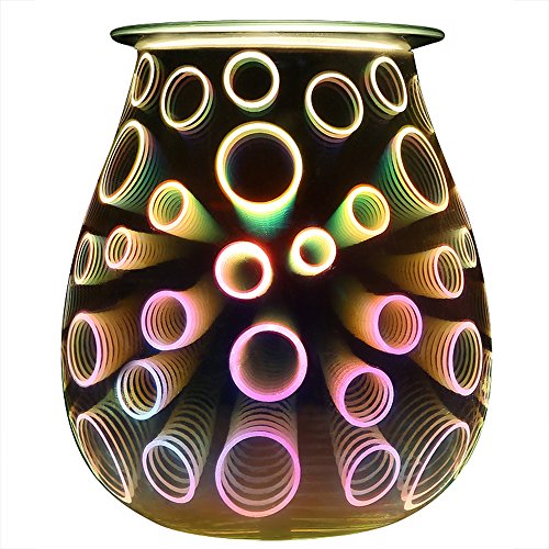 COOSA 3D Effect Electric Incense Oil Warmer Beautiful Glass Wax Tart Burner Fragrance Candle Wax Warmer Night Light Aroma Decorative Lamp for Home Office Bedroom Living Room Gifts & Decor