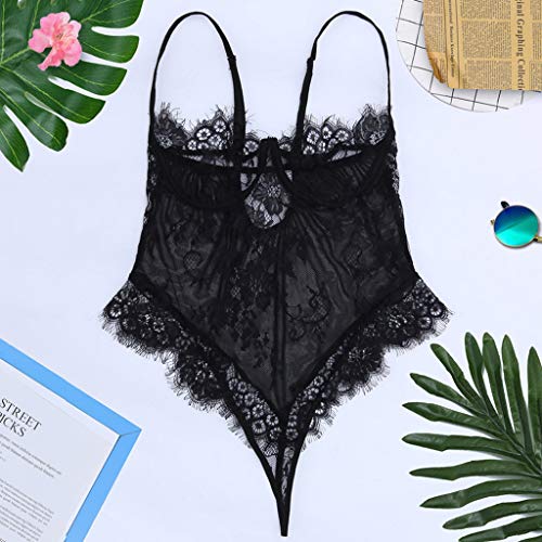 Jiayit Ladies Sexy Lingerie for Women for Sex Lace Suspenders Erotic Lingerie Fashion Lingerie Lace Teddy One Piece Mesh Bodysuit Babydoll Underwear Nightdress Nightgown Sleepwear (L)