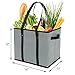Foraineam 3-Pack Extra Large Reusable Grocery Bags, 14 x 11 x 12 Inch Gray Durable Heavy Duty Grocery Totes Bag Storage Box Bins Collapsible Grocery Shopping Box Bags with Reinforced Bottom