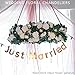 PARTY JOY 2pcs Flower Garland Fake Rose Vine Artificial Flowers Hanging Rose Ivy Hanging Baskets Wedding Arch Garden Background Decor（White）