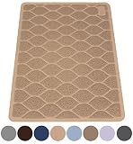 MIGHTY MONKEY Premium Cat Litter Trapping Mats, Phthalate Free, Best Scatter Control, Jumbo XL Sizes, 35 x23 inches, Mat Traps Litter, Easy Clean, Soft on Kitty Paws, Taupe