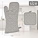 Oven Mitts and Pot Holders, Heat Resistant Kitchen Aid Set of 4 for Finger Hand Wrist Protection with Soft Inner Lining, Kitchen Gloves for BBQ Cooking Baking Grilling with Non-Slip Surface-Gray