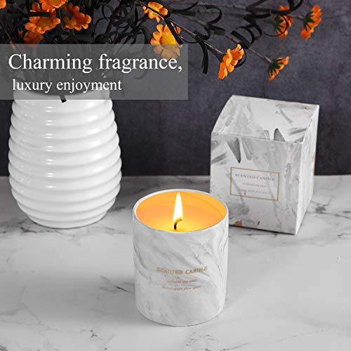 Haobell Gifts for Women - Scented Candles 100% Pure Natural Soybean Wax with Plant Essential Oils for Stress Relief Aromatherapy (Marble Gray)