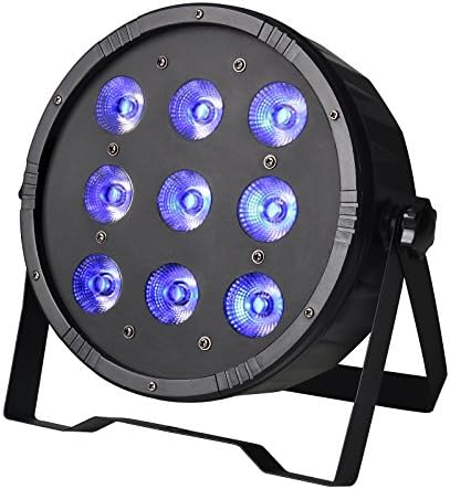 mountain ark 4 in 1 RGBUV UV Par Light 3-Pin Signal XLR Fluorescence Effect Mini 9 LEDs DMX, Auto/Voice-activated Controlled LED Par Light LED Display