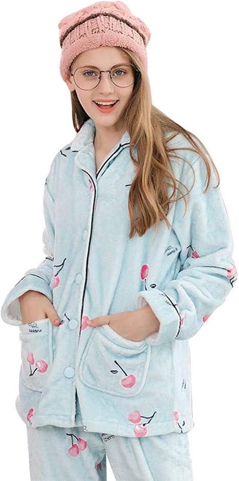 Amazon Co Jp パジャマ女性の秋と冬コーラルベルベットカーディガンレディースホームサービススーツ完璧なクリスマスプレゼント ファッション Color Blue Size S ホーム キッチン