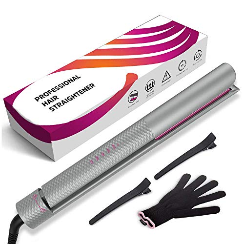 Hair Straightener, Ceramic Flat Iron for Straightening and Curling with Adjustable Temperature 320℉-460℉, Quick Heating Up for All Hair Types