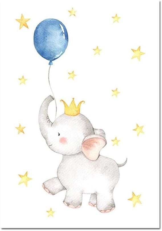 ARTFFEL Weihnachten Aquarell Elefant Leinwand-Malerei-Baby-Kinderzimmer