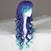 Miss U Hair Women Long Curly Gradient Blue & Purple Party Cosplay Costume Wig C023