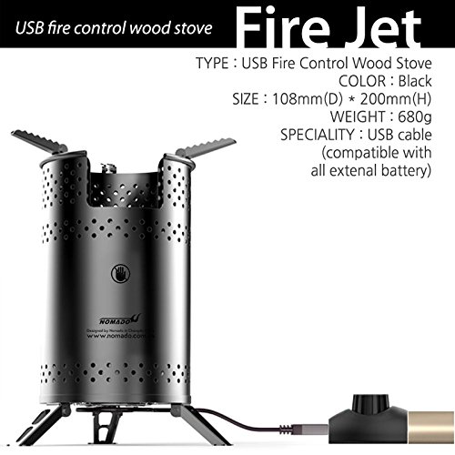 New NOMADO FIRE JET USB Fire Control Stainless Wood Burning Campstove