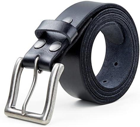 Mens Genuine Full Grain Leather Belt 1.5" Width in Black or Brown, Italian Natural Cowhide, Ten Years Guarantee High Quality of Cowhide Belt Such as Nice Present for Every Man